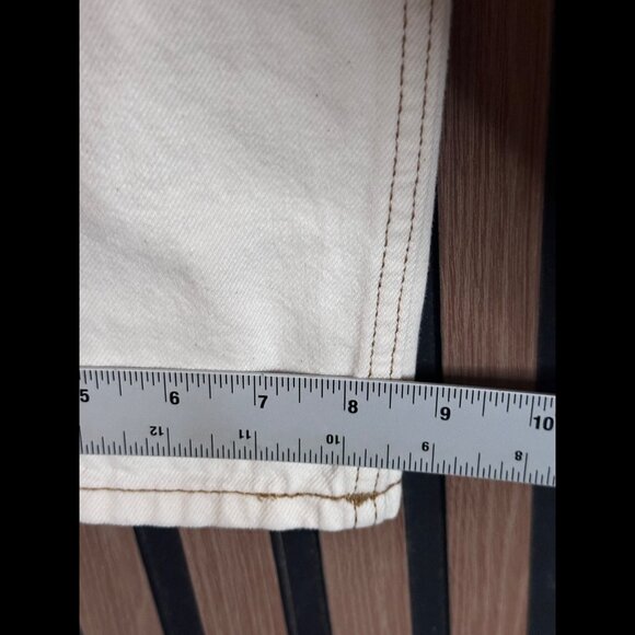 RE/DONE Jeans 29 Womens Ivory White Spot Straight High Rise Poly Denim - Picture 6 of 11